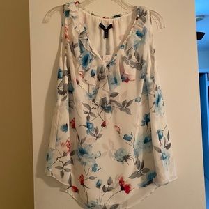 White House Black Market White Flower Blouse